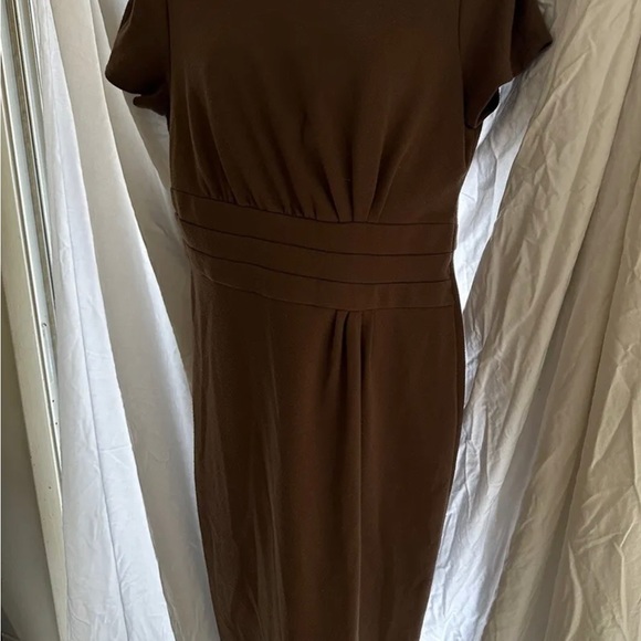 Anne Klein Woman's Wool Knit Short Sleeve Midi Dress Sz 8 Espresso - Picture 2 of 9